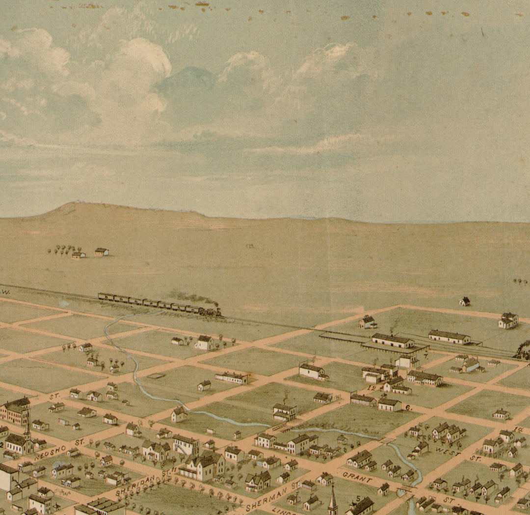 Birds Eye View of the City of Baxter Springs, Kansas, 1871