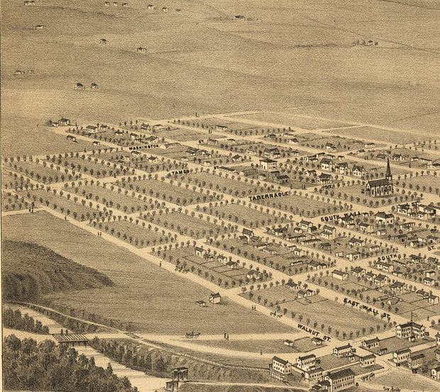 Bird's Eye View of Brigham City and Great Salt Lake, Utah, 1875
