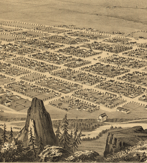 Bird's Eye View of Brigham City and Great Salt Lake, Utah, 1875