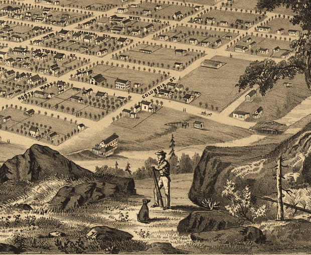 Bird's Eye View of Brigham City and Great Salt Lake, Utah, 1875