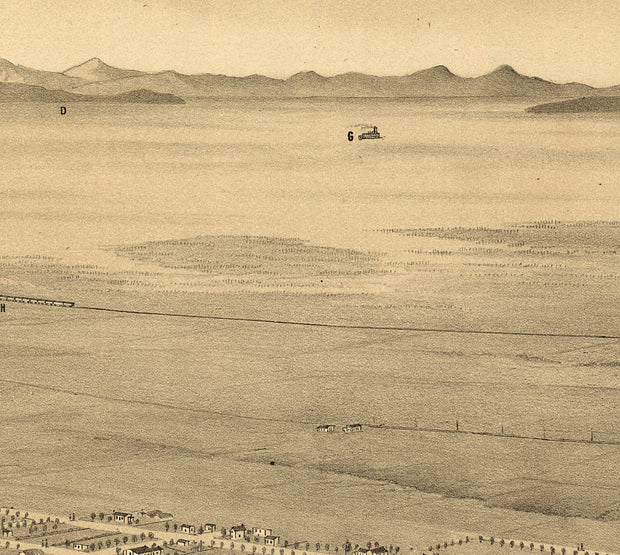 Bird's Eye View of Brigham City and Great Salt Lake, Utah, 1875