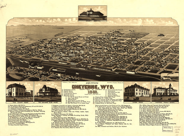Bird's Eye View of Cheyenne, Wyoming, 1882