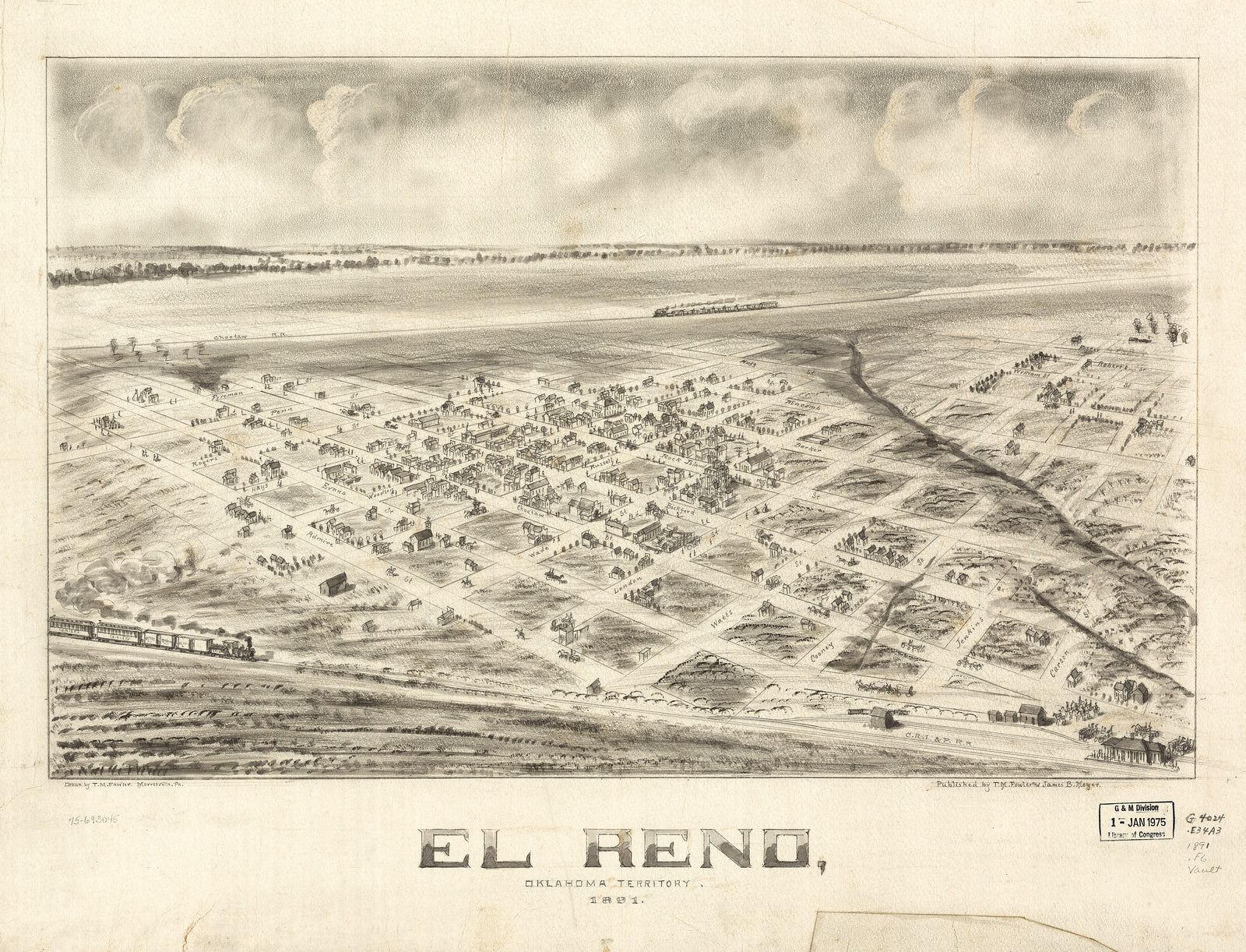 Bird's Eye View of El Reno, Oklahoma Territory, 1891