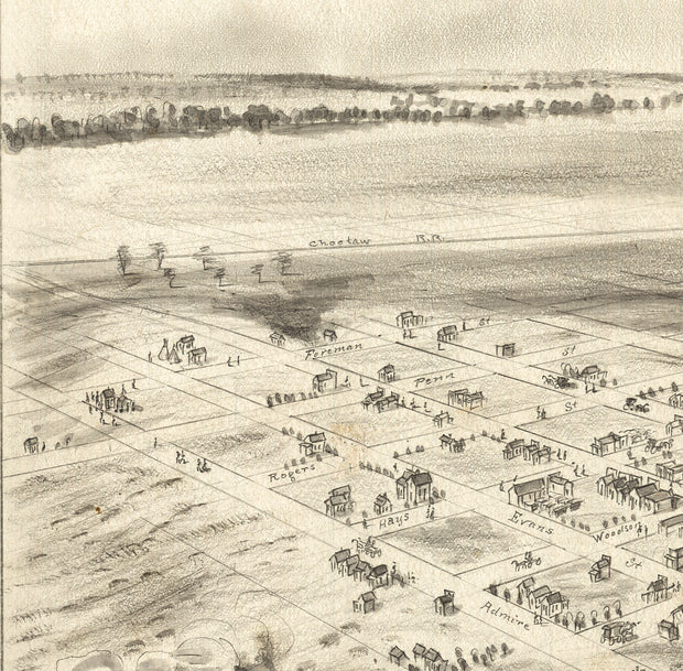 Bird's Eye View of El Reno, Oklahoma Territory, 1891