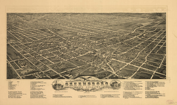 Bird's Eye View of Greensboro, North Carolina, 1891