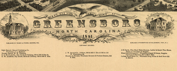Bird's Eye View of Greensboro, North Carolina, 1891