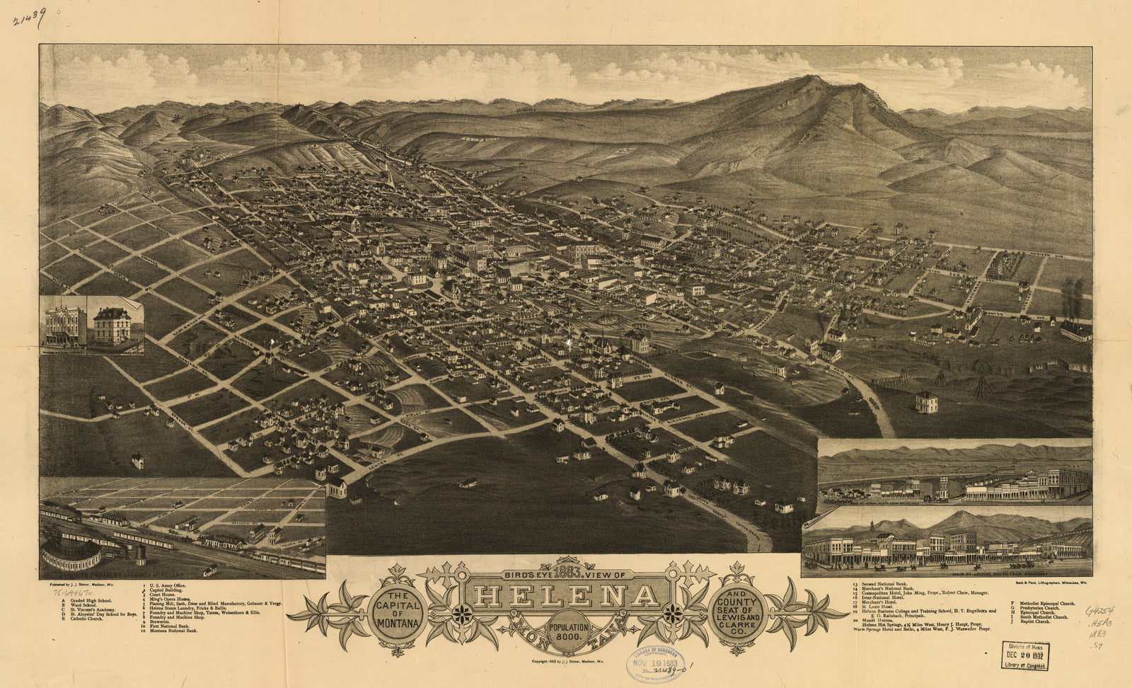Bird's Eye View of Helena, Montana, 1883
