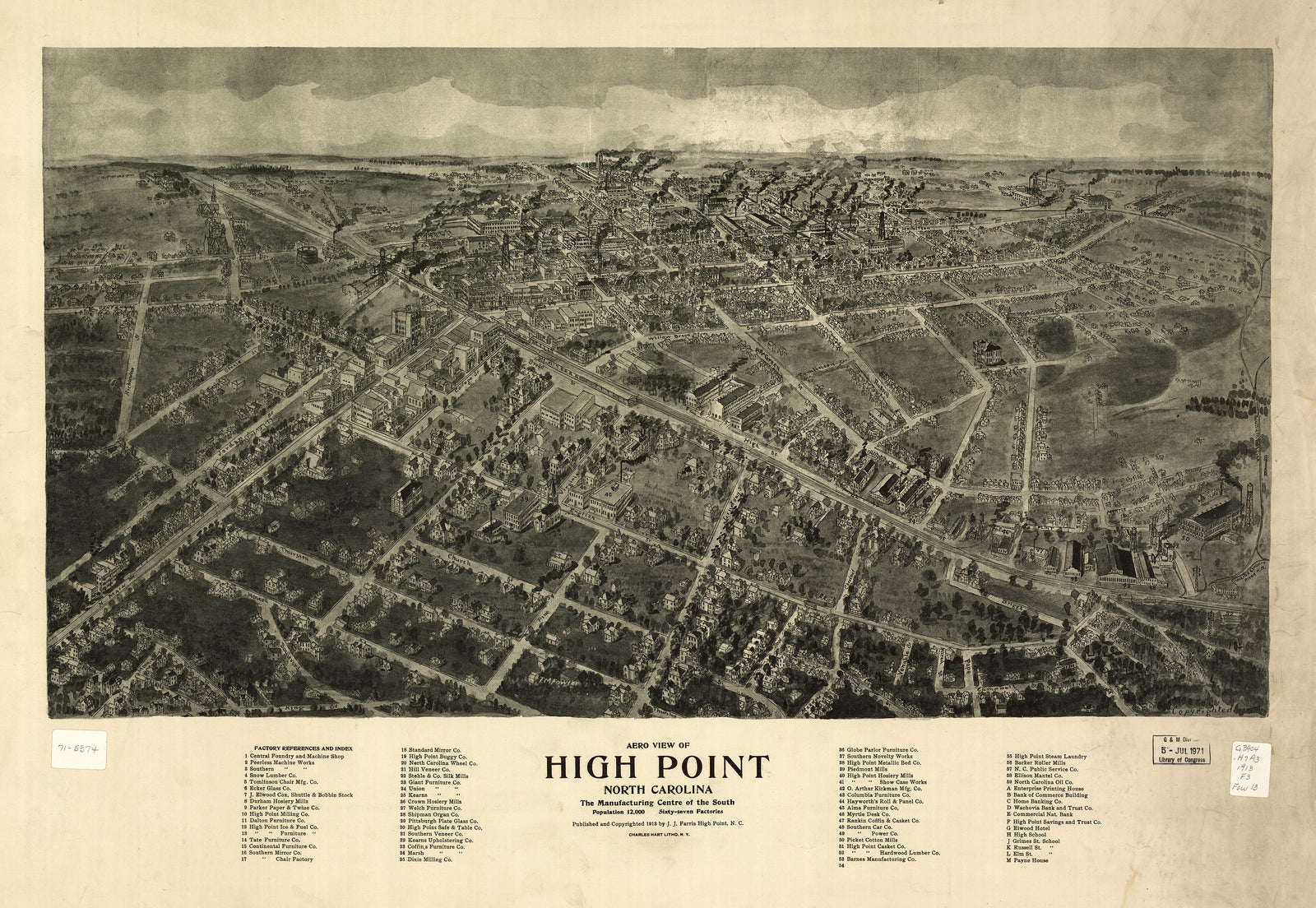 Bird's Eye View of High Point, North Carolina, 1913