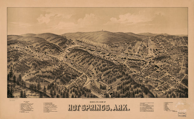 Bird's Eye View of Hot Springs Arkansas, 1888