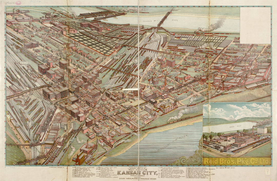 Panoramic View of the West Bottoms, Kansas City, 1840