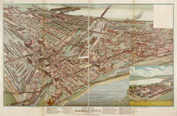 Panoramic View of the West Bottoms, Kansas City, 1840