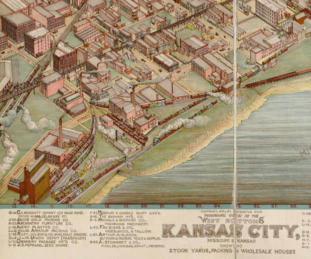 Panoramic View of the West Bottoms, Kansas City, 1840