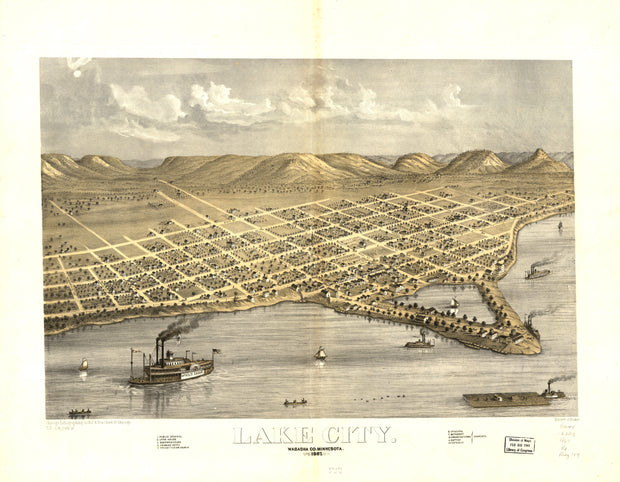 Bird's Eye View of Lake City, Minnesota, 1867