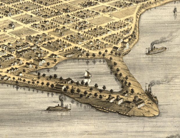 Bird's Eye View of Lake City, Minnesota, 1867
