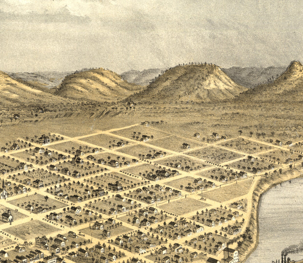 Bird's Eye View of Lake City, Minnesota, 1867