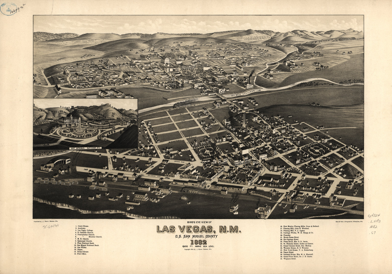 Bird's Eye View of Las Vegas, N.M., 1882