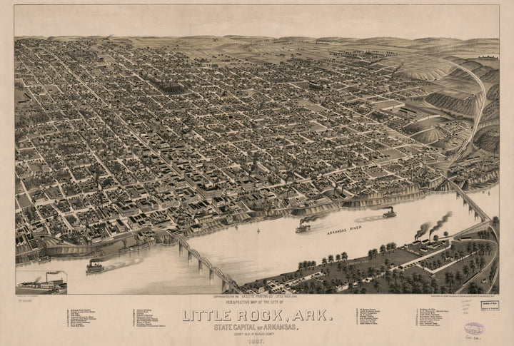 Perspective Map of Little Rock, Arkansas, 1887