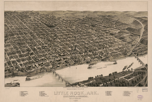 Perspective Map of Little Rock, Arkansas, 1887