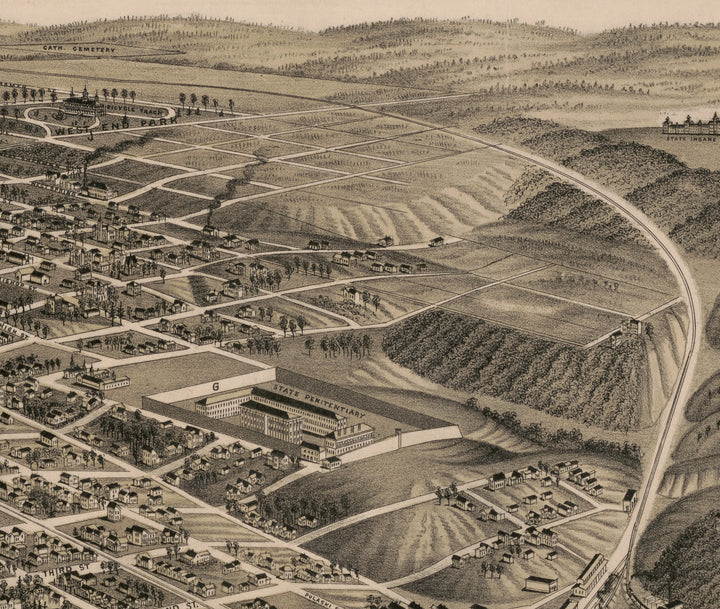 Perspective Map of Little Rock, Arkansas, 1887