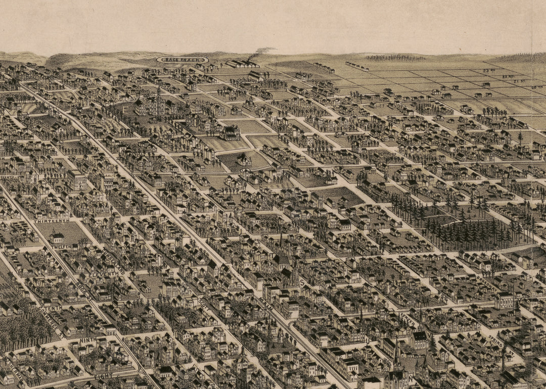 Perspective Map of Little Rock, Arkansas, 1887