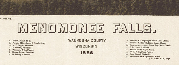 Bird's Eye View of Menomonee Falls, Wisconsin, 1886