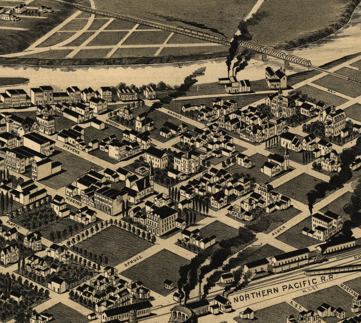 Perspective Map of Missoula, Montana, 1891