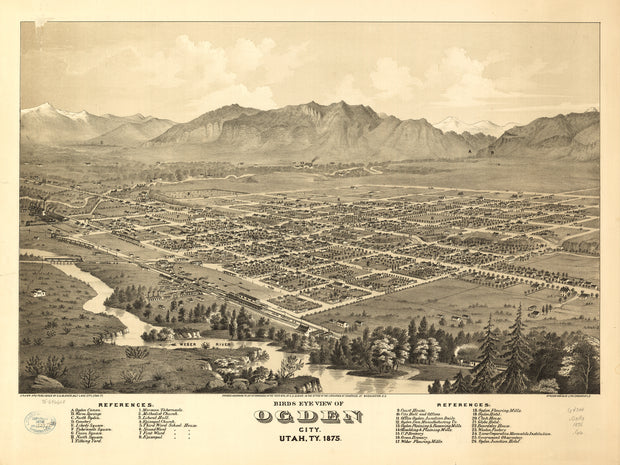 Bird's Eye View of Ogden City, Utah, 1875