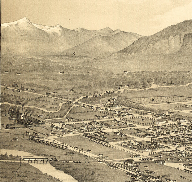 Bird's Eye View of Ogden City, Utah, 1875