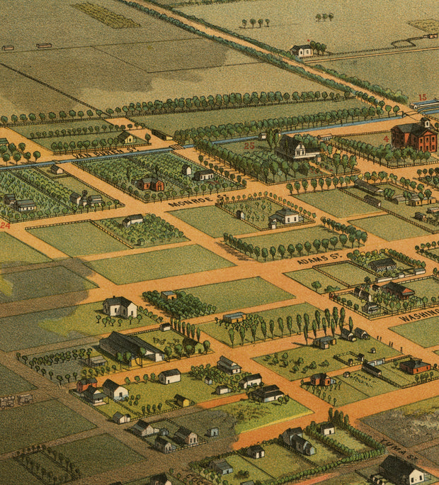 Bird's Eye View of Phoenix, Maricopa County, Arizona, 1885