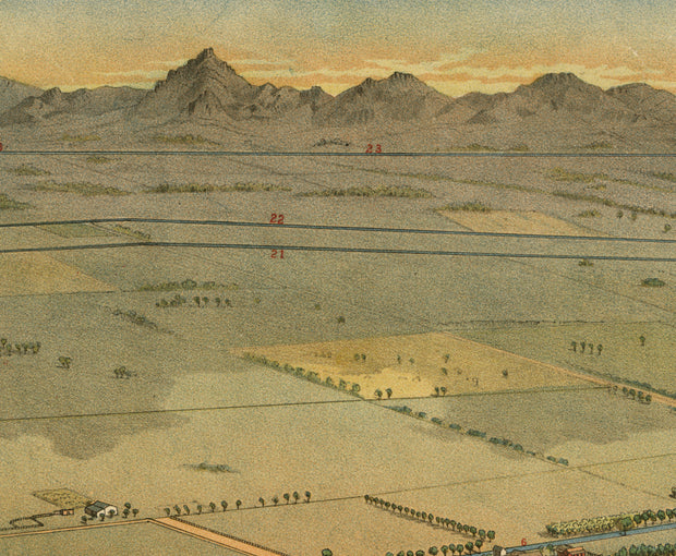 Bird's Eye View of Phoenix, Maricopa County, Arizona, 1885