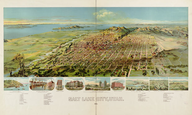 Bird's Eye View of Salt Lake City, Utah, 1891