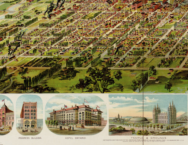Bird's Eye View of Salt Lake City, Utah, 1891