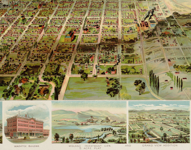 Bird's Eye View of Salt Lake City, Utah, 1891