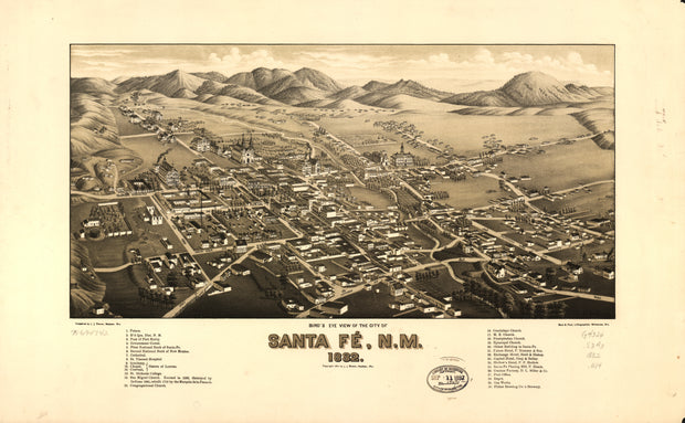 Bird's Eye View of the city of Santa Fé, N.M., 1882