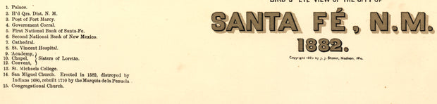 Bird's Eye View of the city of Santa Fé, N.M., 1882