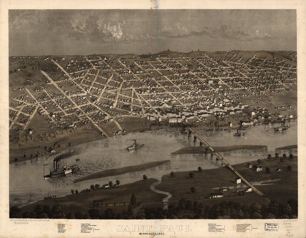 Bird's Eye View of Saint Paul, Minnesota, 1867
