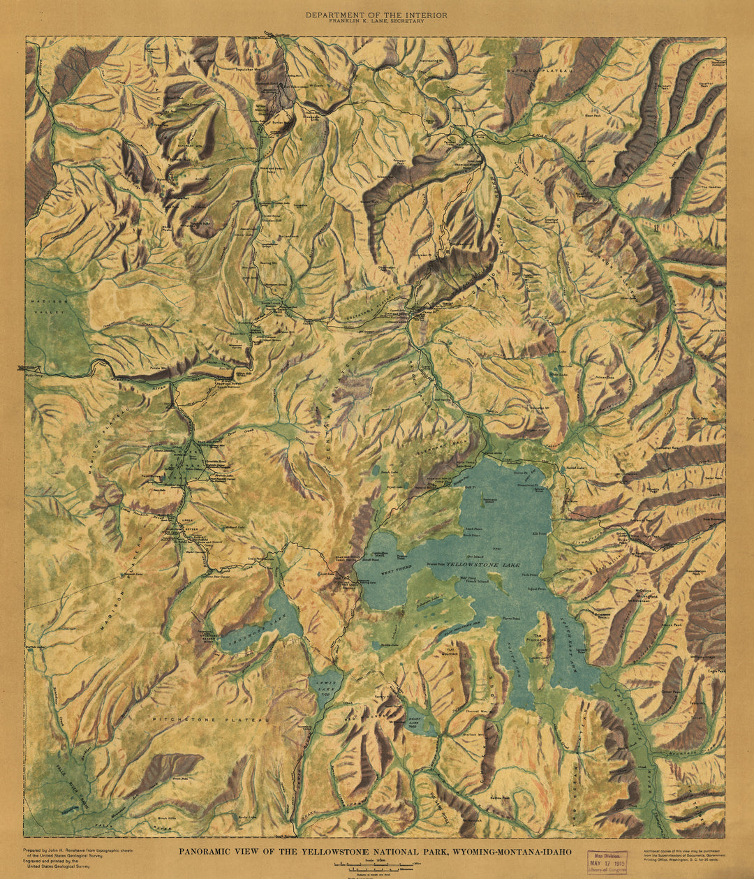 Panoramic View of the Yellowstone National Park, Wyoming-Montana-Idaho, 1915