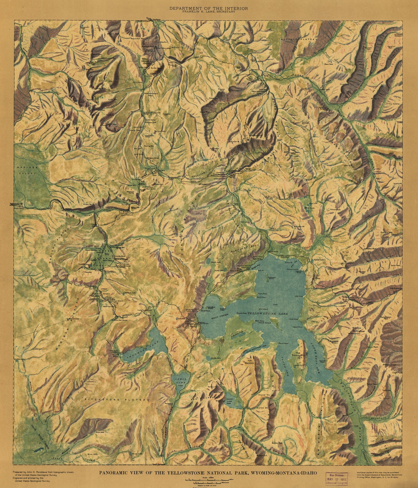 Panoramic View of the Yellowstone National Park, Wyoming-Montana-Idaho, 1915