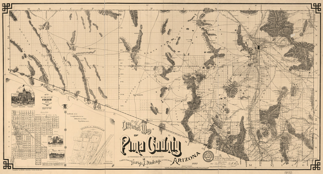 Official Map of Pima County, Arizona, 1893