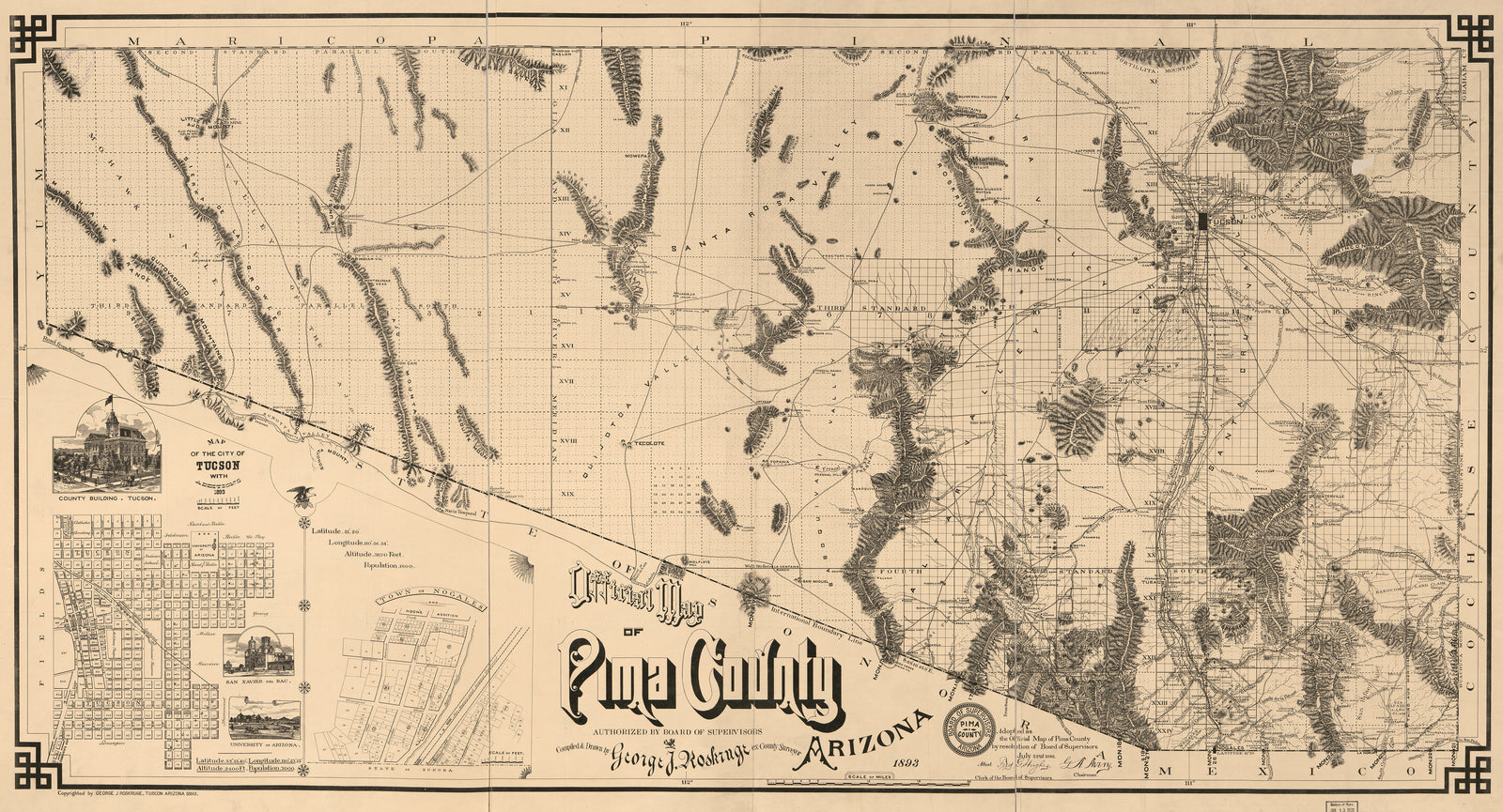 Official Map of Pima County, Arizona, 1893