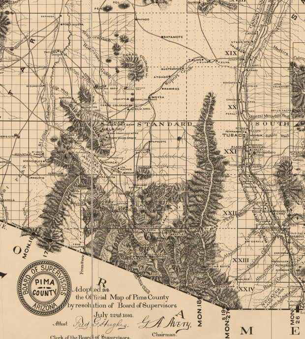 Official Map of Pima County, Arizona, 1893