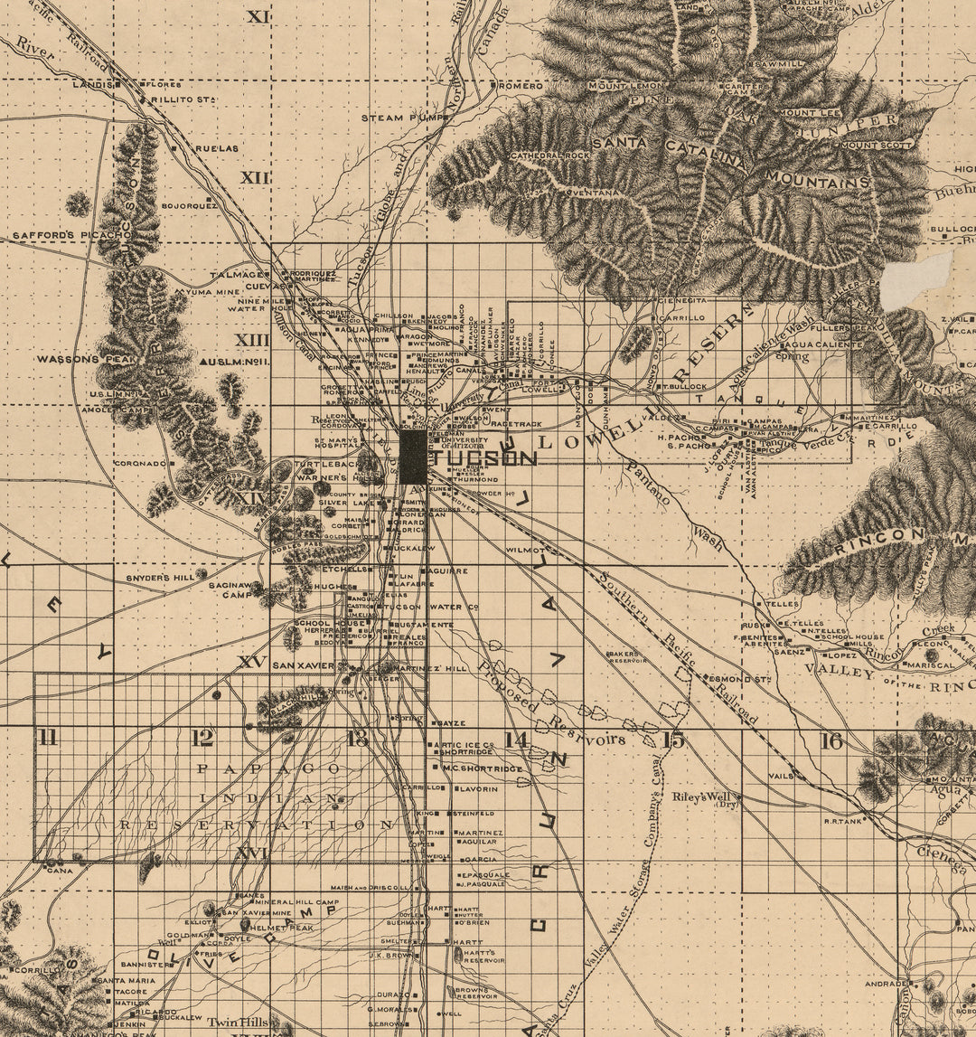Official Map of Pima County, Arizona, 1893
