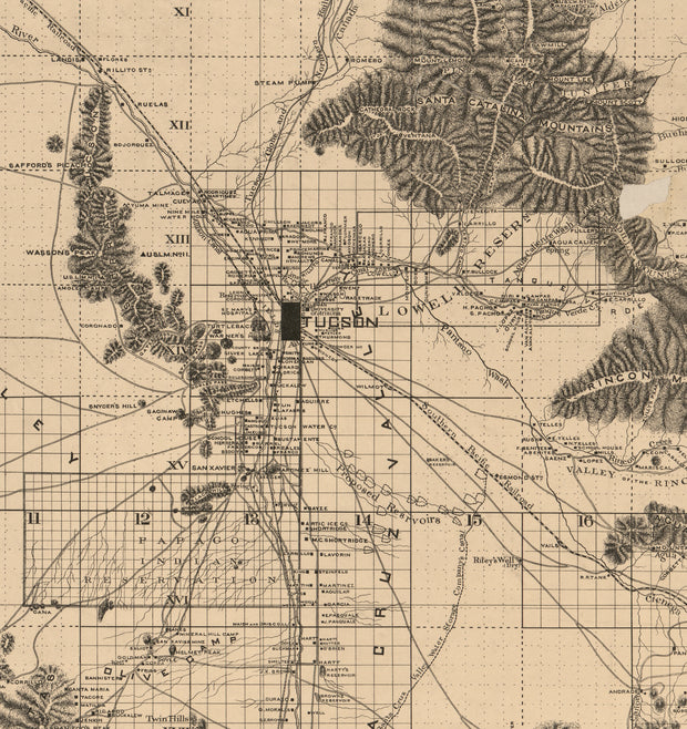 Official Map of Pima County, Arizona, 1893
