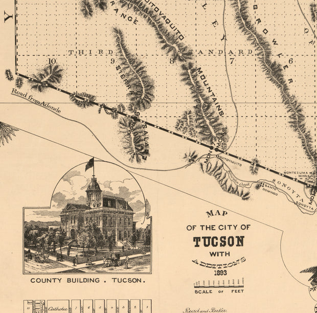 Official Map of Pima County, Arizona, 1893