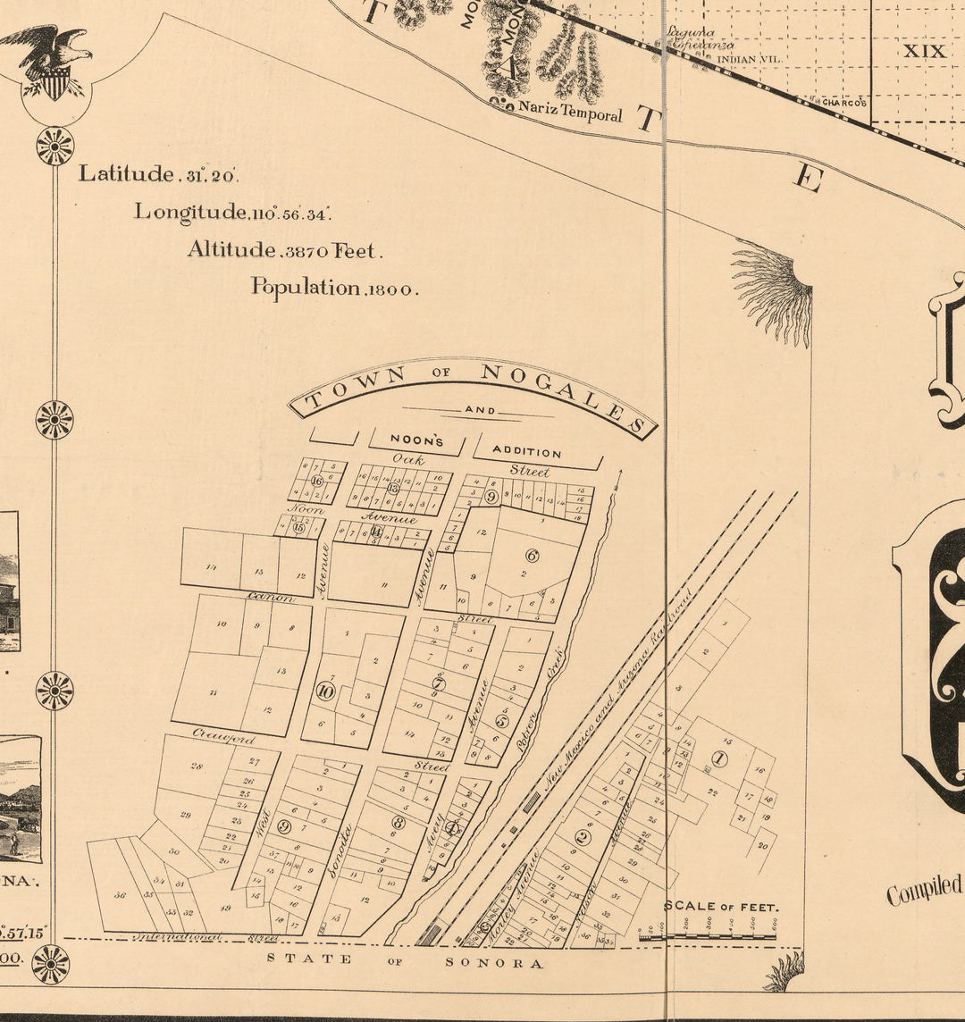 Official Map of Pima County, Arizona, 1893