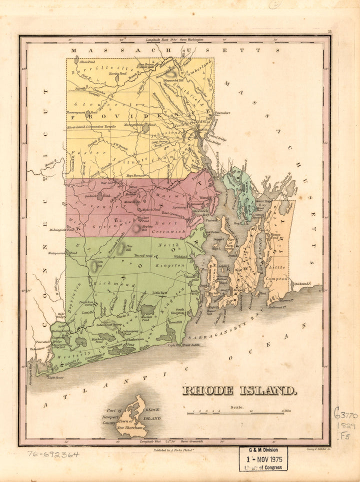 Map of the State of Rhode Island, 1829