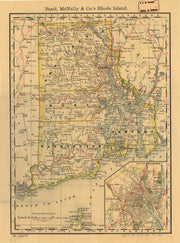 Map of the State of Rhode Island Showing Railroads, 1875