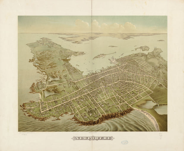Bird's Eye View of Newport, RI - 1878