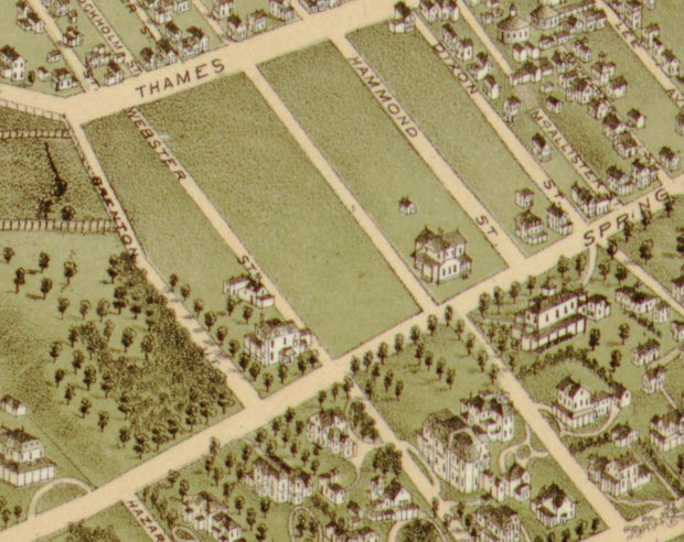 Bird's Eye View of Newport, RI - 1878