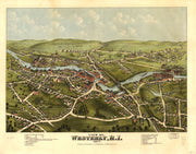 Bird's Eye View of Westerly, RI - 1877